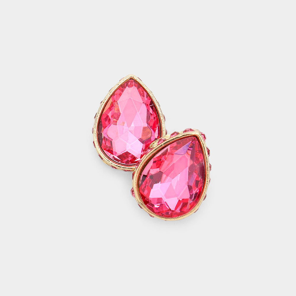 Light Rose Stud Crystal Pageant Earrings | Fashion Stud Earrings | 548549