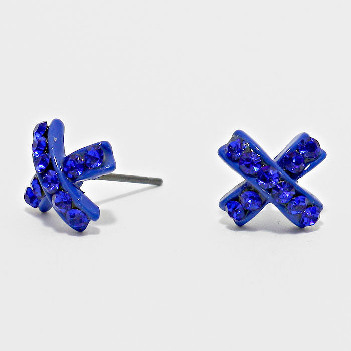 Sapphire Crystal X-Shaped Stud Earrings | 127181