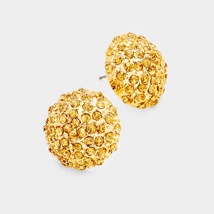 Light Topaz Dome Stud Earrings | 158457