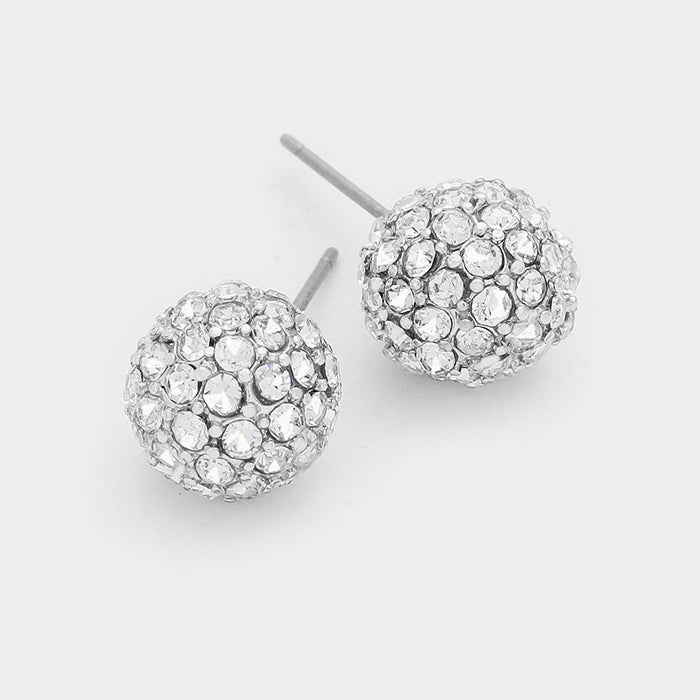 Little Girls Clear Crystal Disco Ball Stud Earrings | 91854