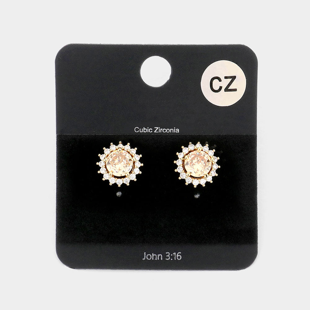 Little Girls Light Topaz Round Stud Earrings | Small Earrings for Little Girls | 428531