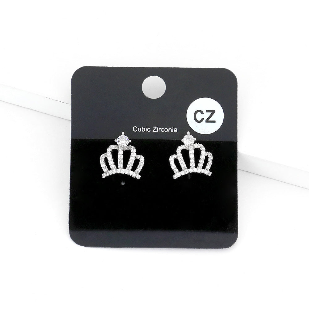 CZ Crown Stud Earrings | 567251