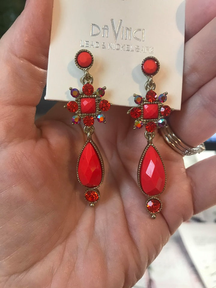 Red to Orange Teardrop Fashion Earrings | JU1E537RED