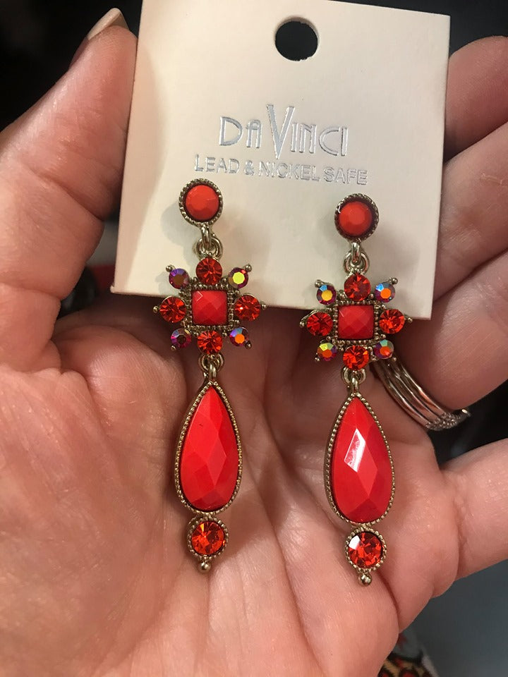 Red to Orange Teardrop Fashion Earrings | JU1E537RED